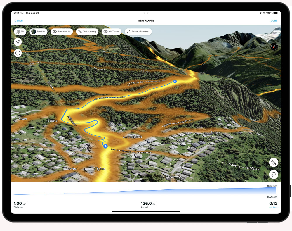 Suunto app iPad route