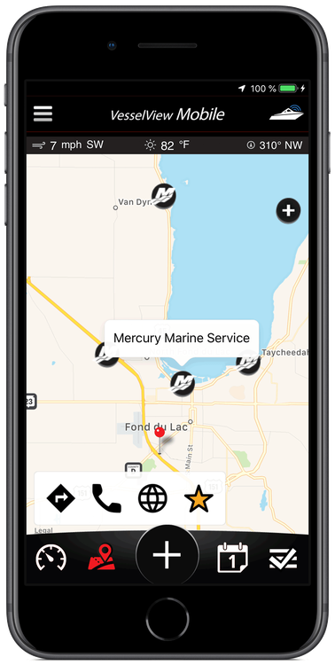 VesselView Mobile are o funcție de hartă